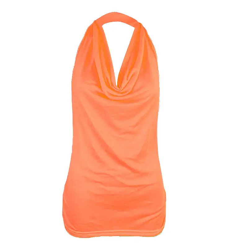 Black Backless Halterneck T-Shirt for Women Slimming Cotton - Image 15