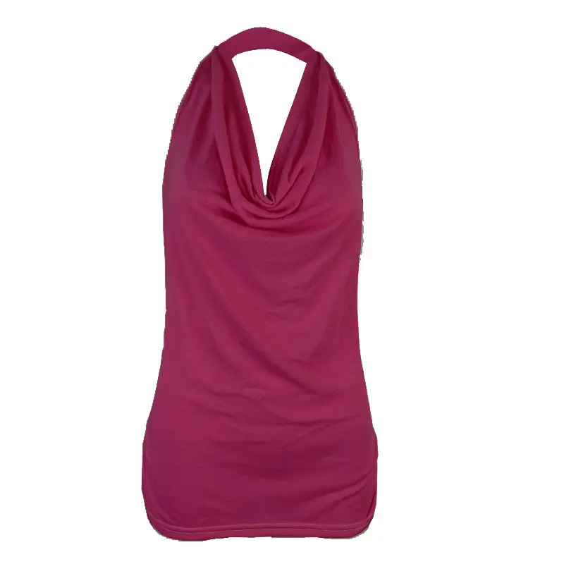 Black Backless Halterneck T-Shirt for Women Slimming Cotton - Image 5