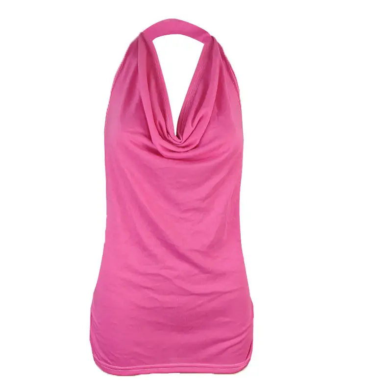 Black Backless Halterneck T-Shirt for Women Slimming Cotton - Image 6