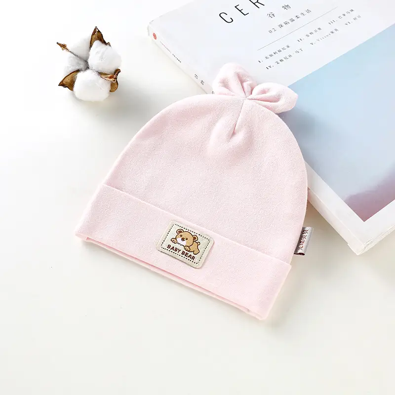 Pink Cartoon Baby Hat for Newborns Double Layer Thick - Image 2