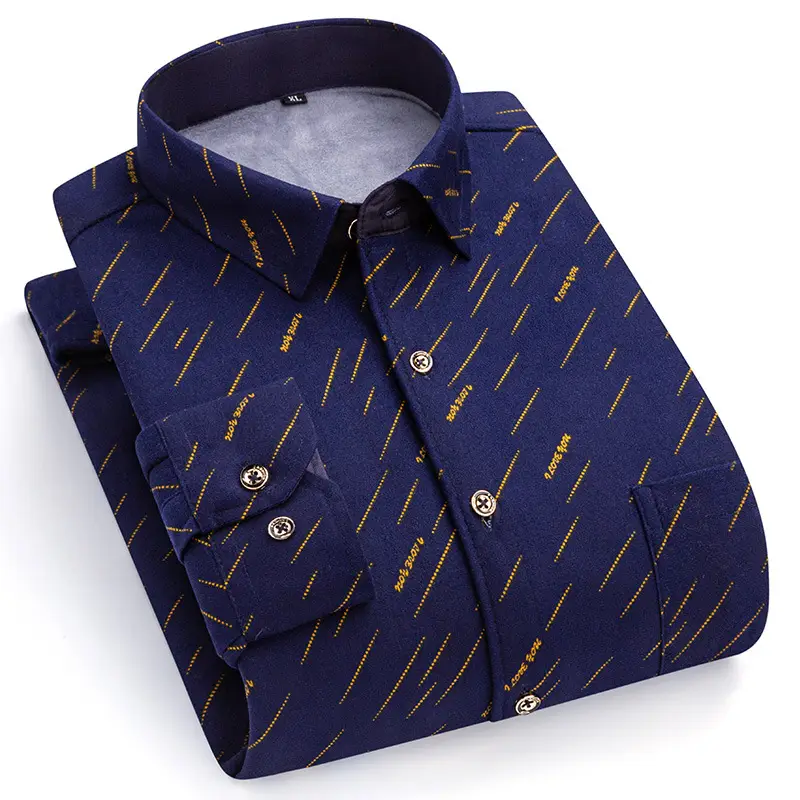 2023 Navy Blue Fleece Shirt for Men Large Size - Image 10
