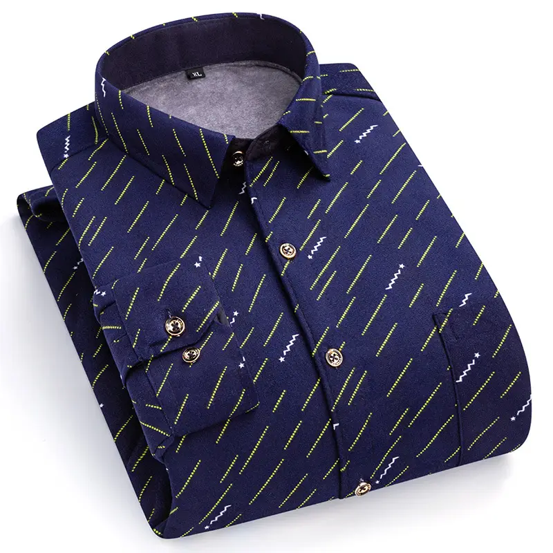 2023 Navy Blue Fleece Shirt for Men Large Size - Image 11