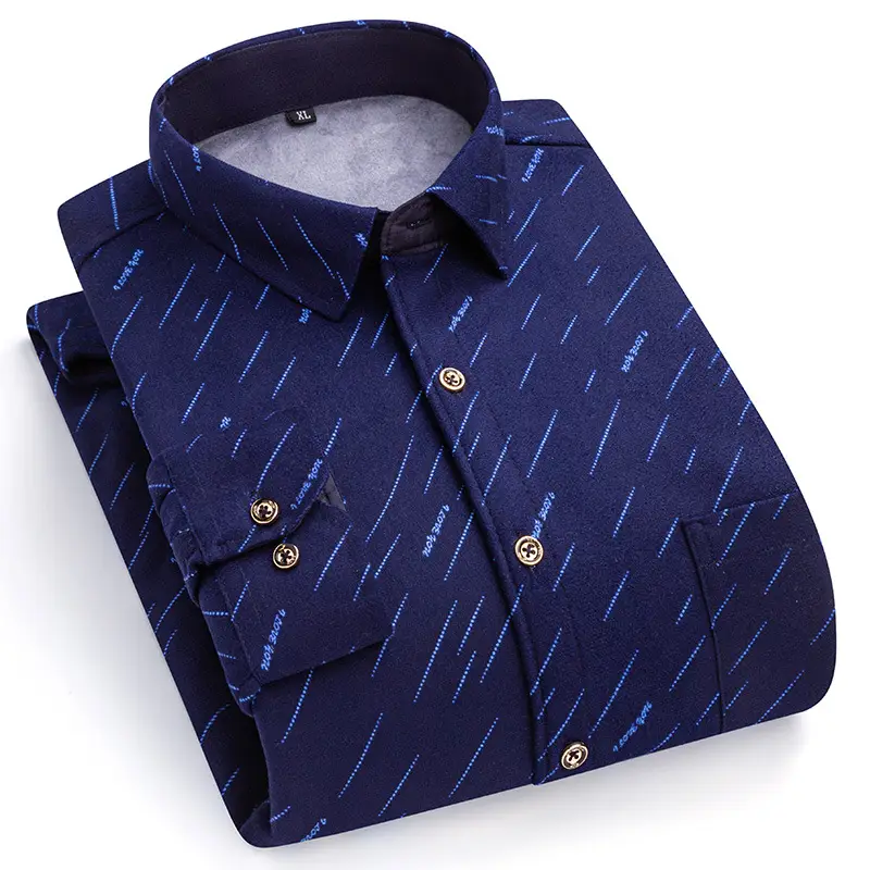 2023 Navy Blue Fleece Shirt for Men Large Size - Image 12