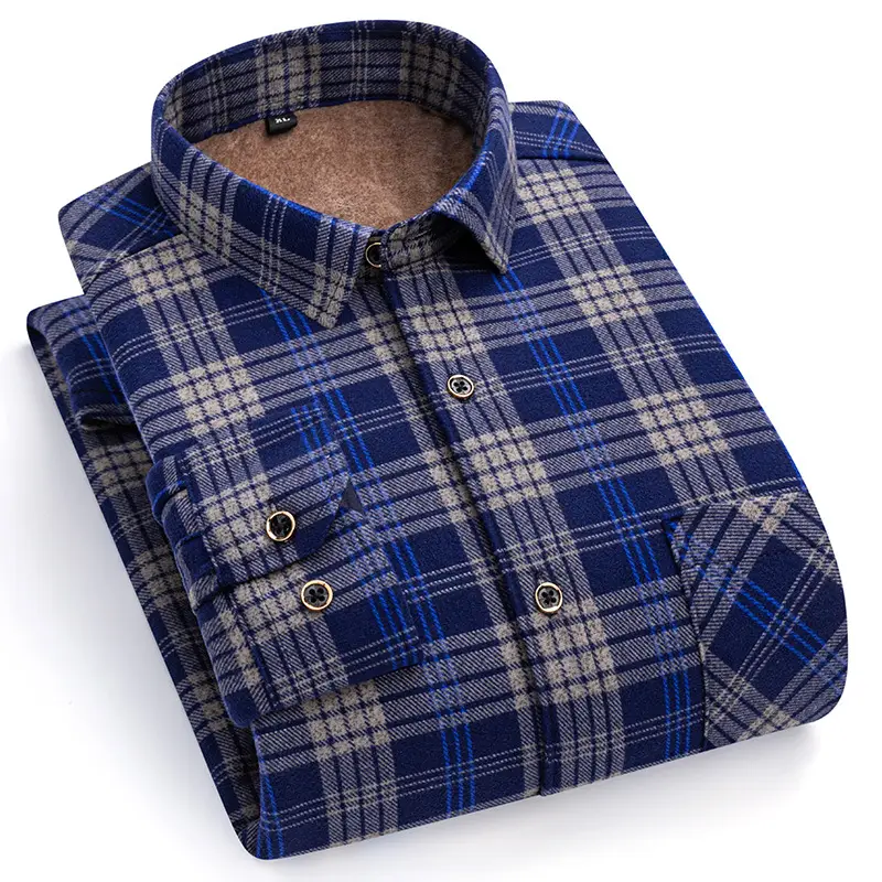 2023 Navy Blue Fleece Shirt for Men Large Size - Image 14