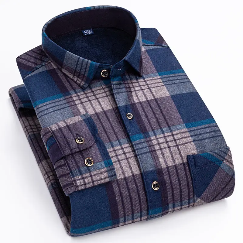2023 Navy Blue Fleece Shirt for Men Large Size - Image 3