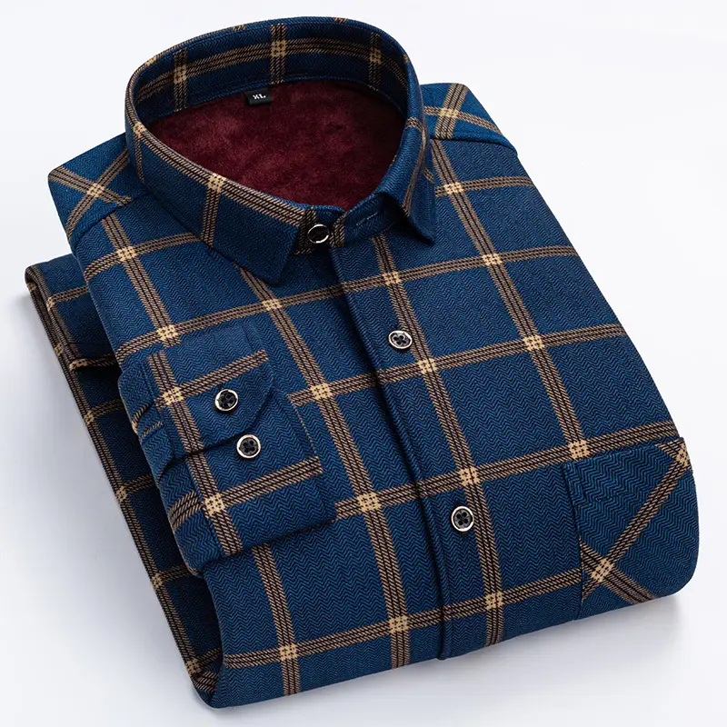 2023 Navy Blue Fleece Shirt for Men Large Size - Image 4