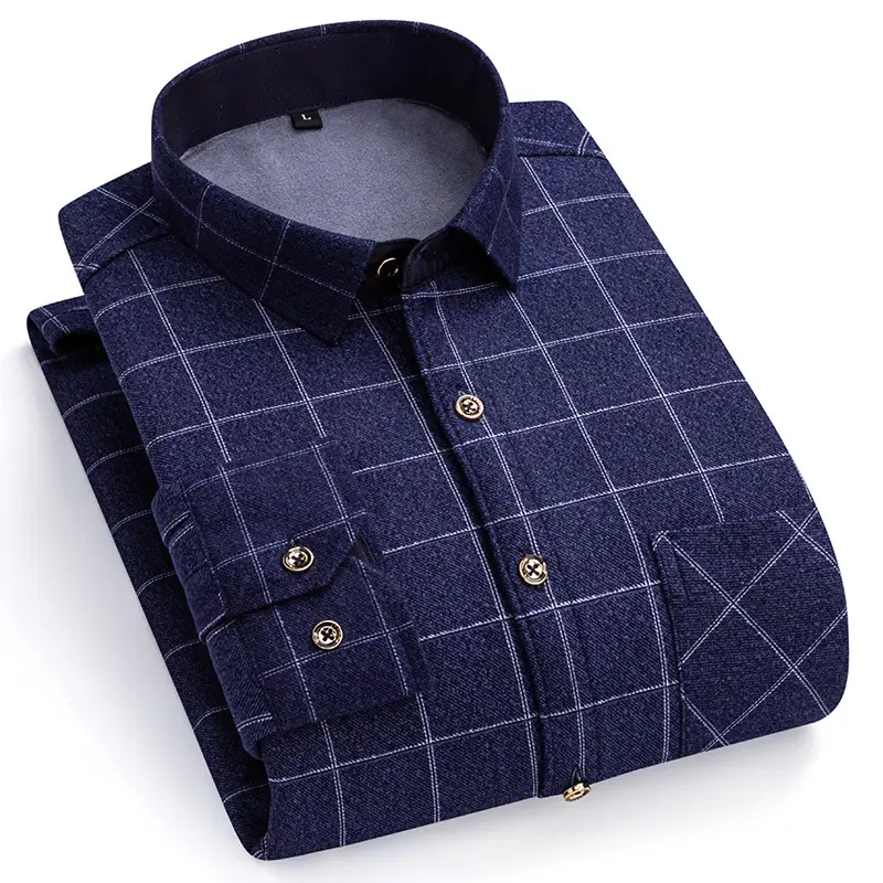 2023 Navy Blue Fleece Shirt for Men Large Size - Image 5