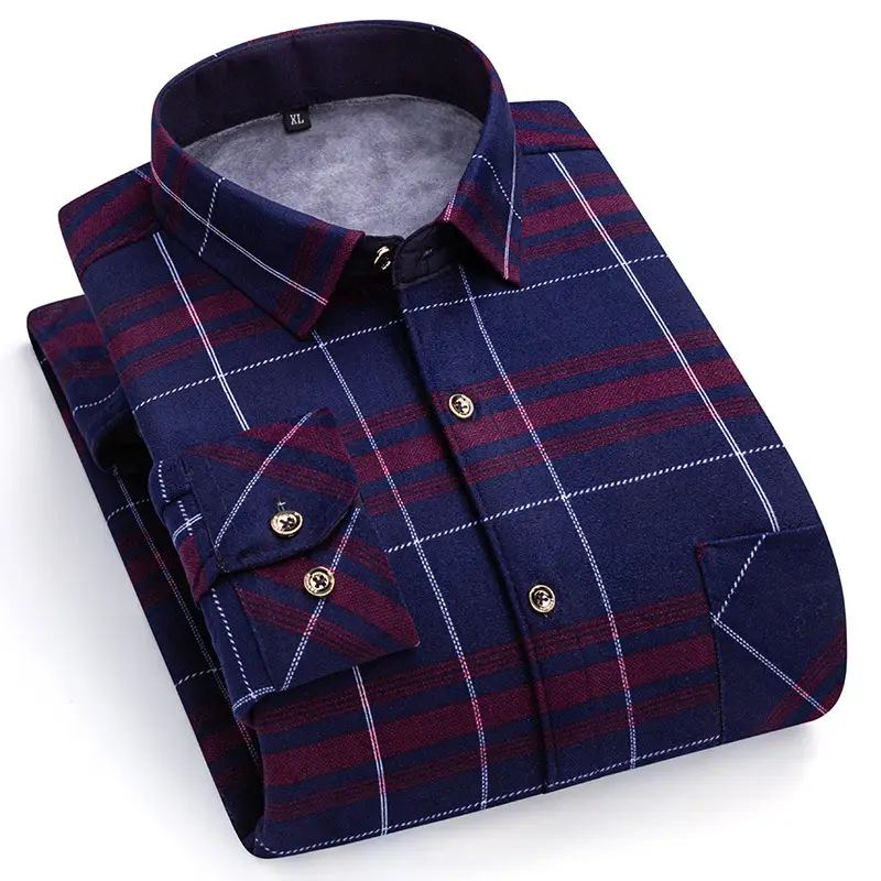 2023 Navy Blue Fleece Shirt for Men Large Size - Image 6