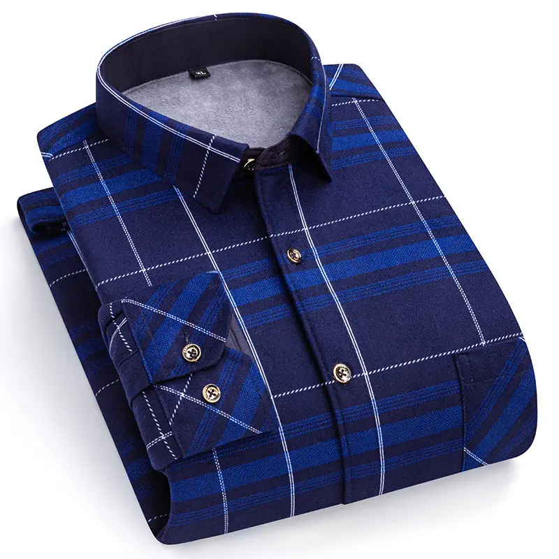 2023 Navy Blue Fleece Shirt for Men Large Size - Image 7