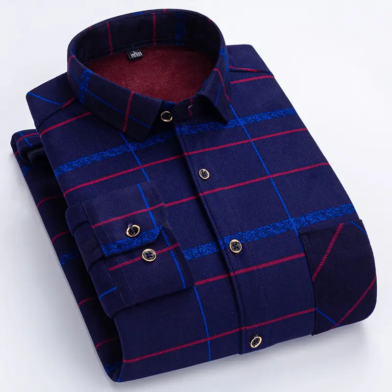 2023 Navy Blue Fleece Shirt for Men Large Size - Image 8