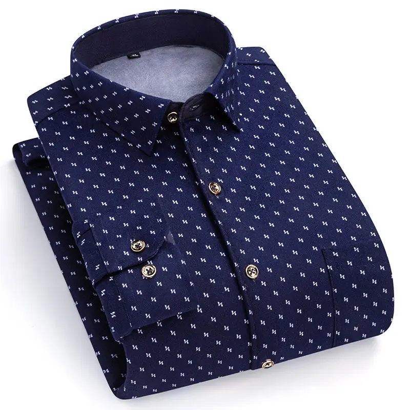 2023 Navy Blue Fleece Shirt for Men Large Size - Image 9