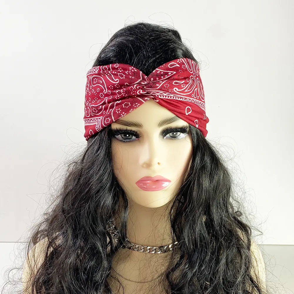 Retro Paisley Cross Hair Band Headscarf