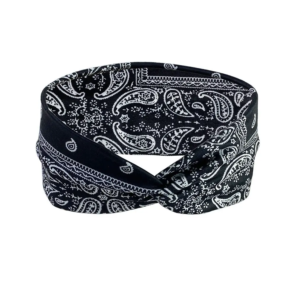 Retro Paisley Cross Hair Band Headscarf