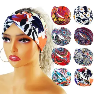 Retro Paisley Cross Hair Band Headscarf — feature 1