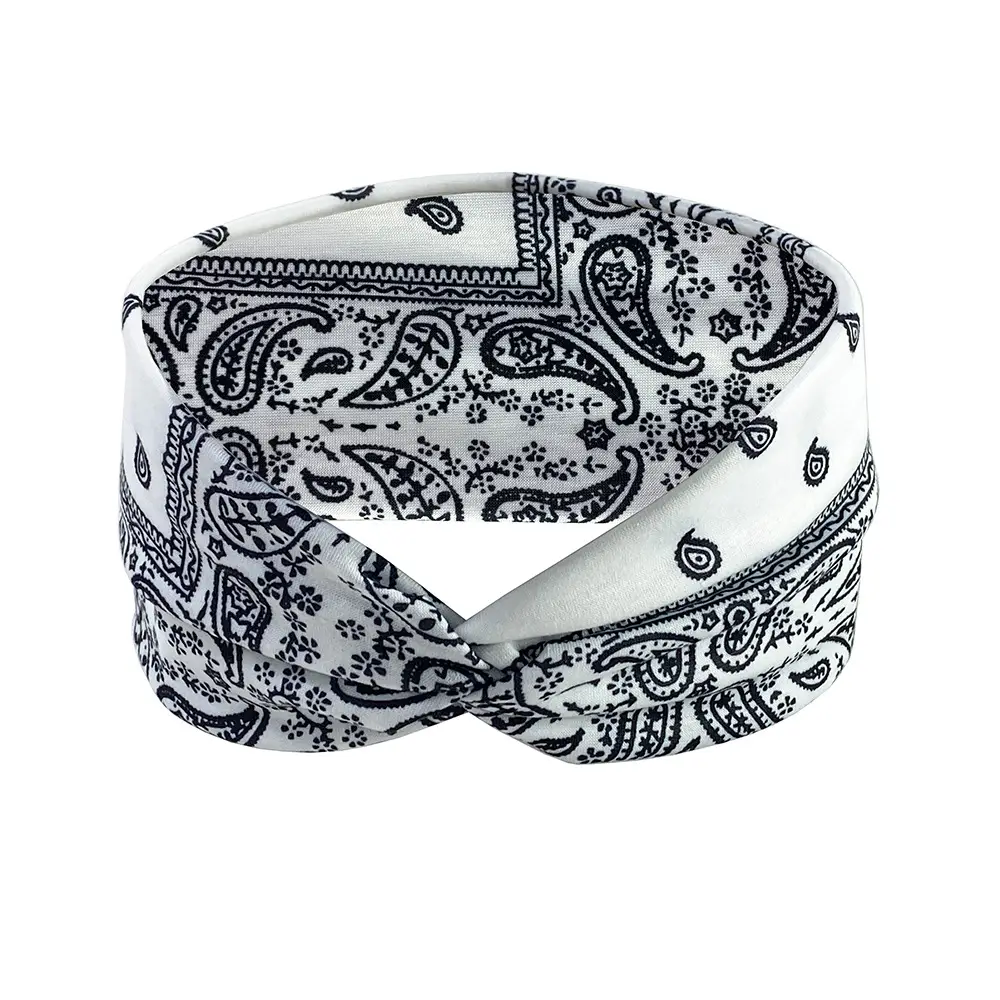 Retro Paisley Cross Hair Band Headscarf