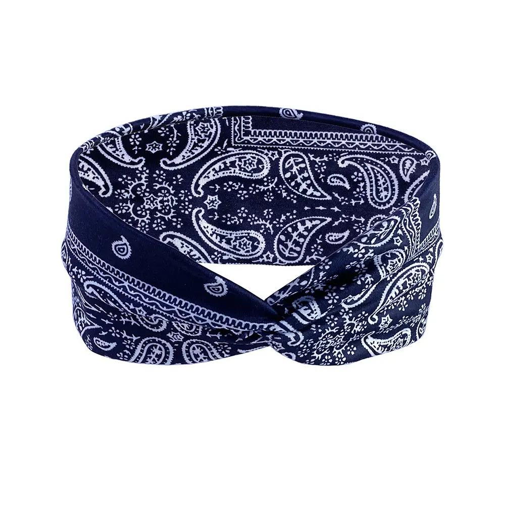 Retro Paisley Cross Hair Band Headscarf