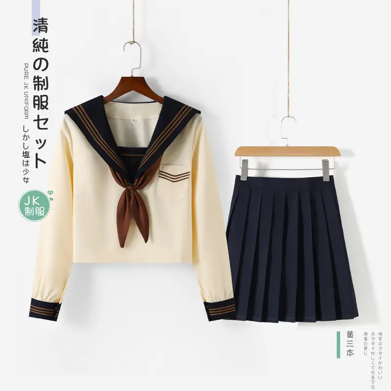 Women's Cream Navy V-Neck School Shirt with Tie Front - Image 5
