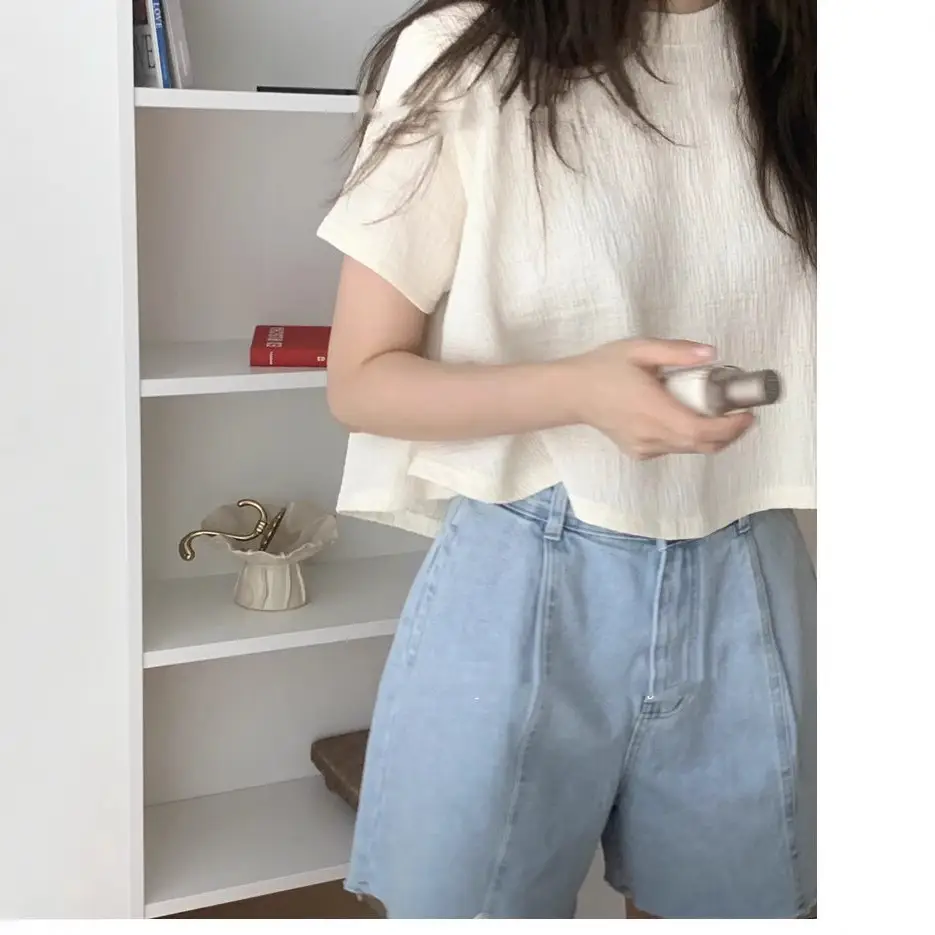 Women's Irregular Cotton T-Shirt Short Chic Top Summer 2025