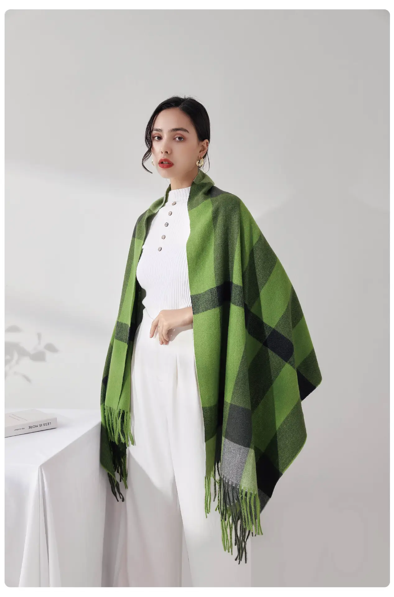 Women Winter Plaid Tassel Scarf Warm Cashmere — feature 17