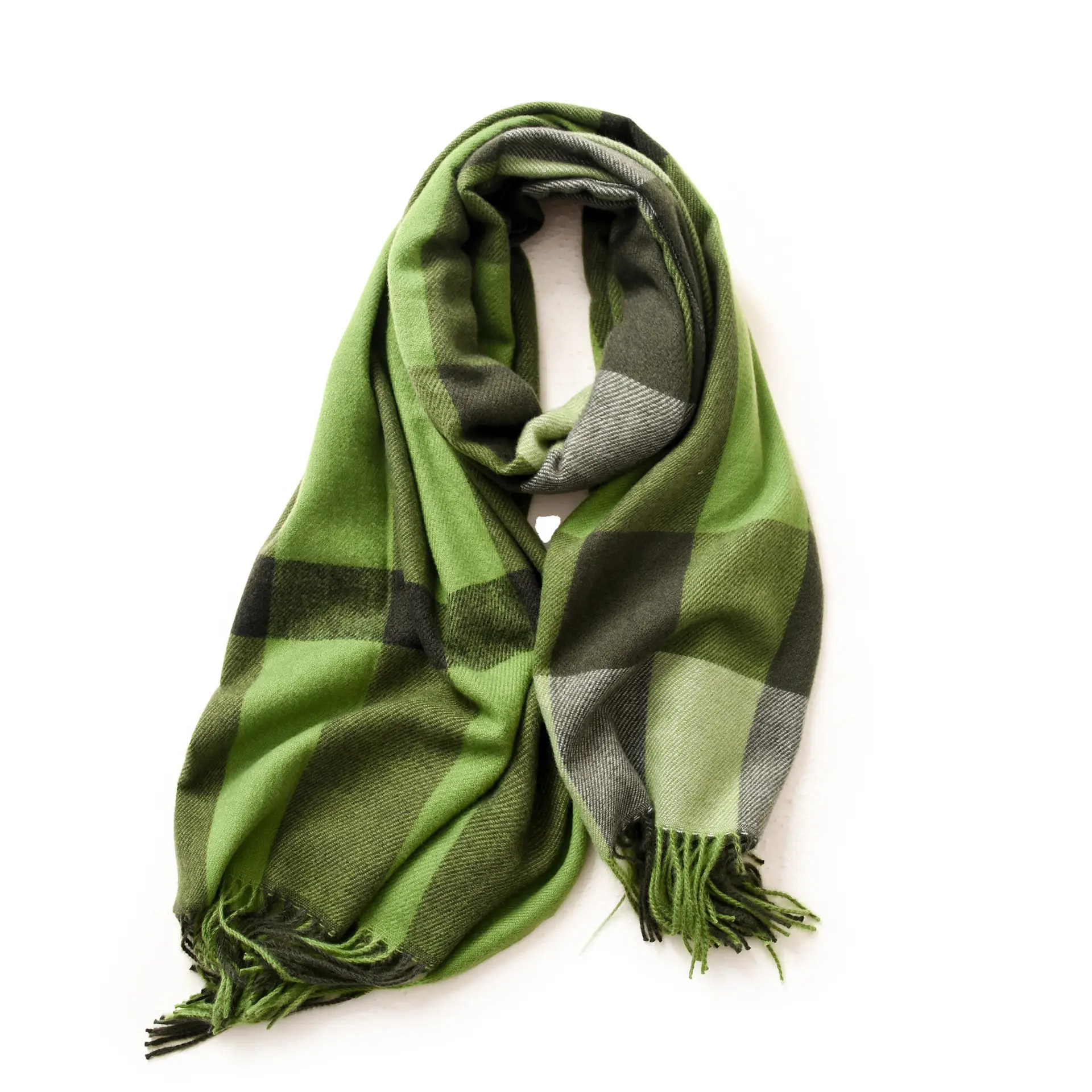 Women Winter Plaid Tassel Scarf Warm Cashmere - Image 3