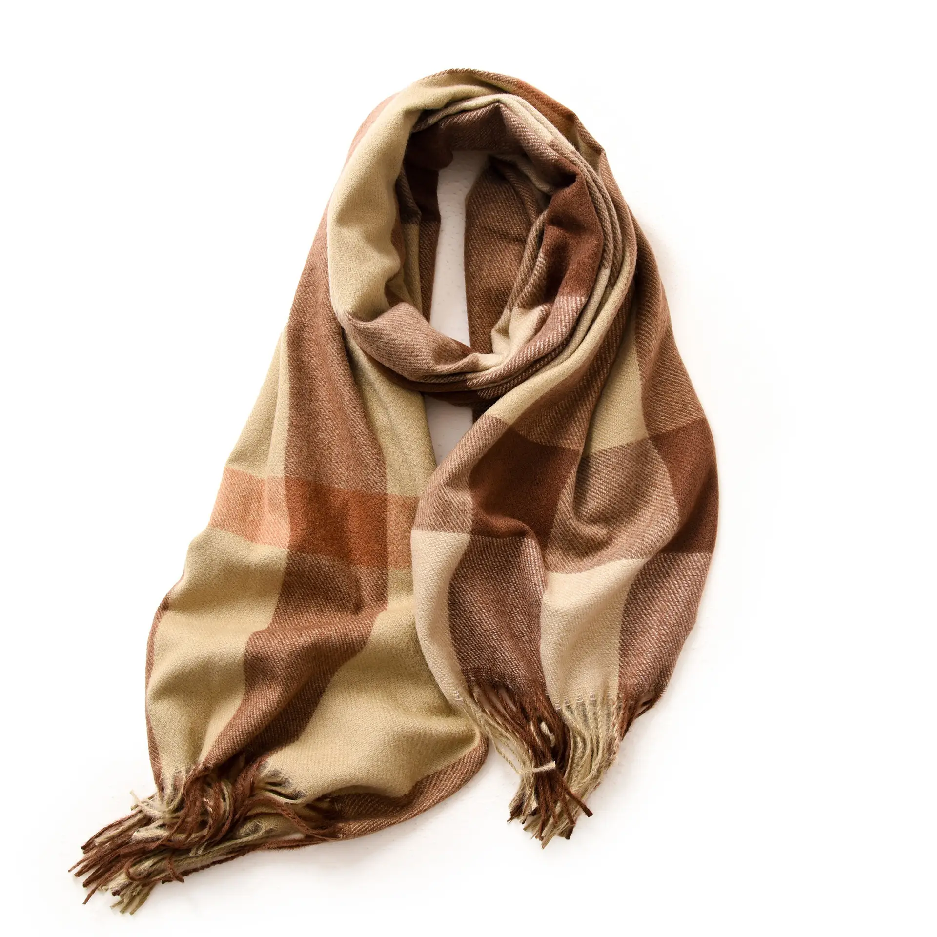 Women Winter Plaid Tassel Scarf Warm Cashmere - Image 6