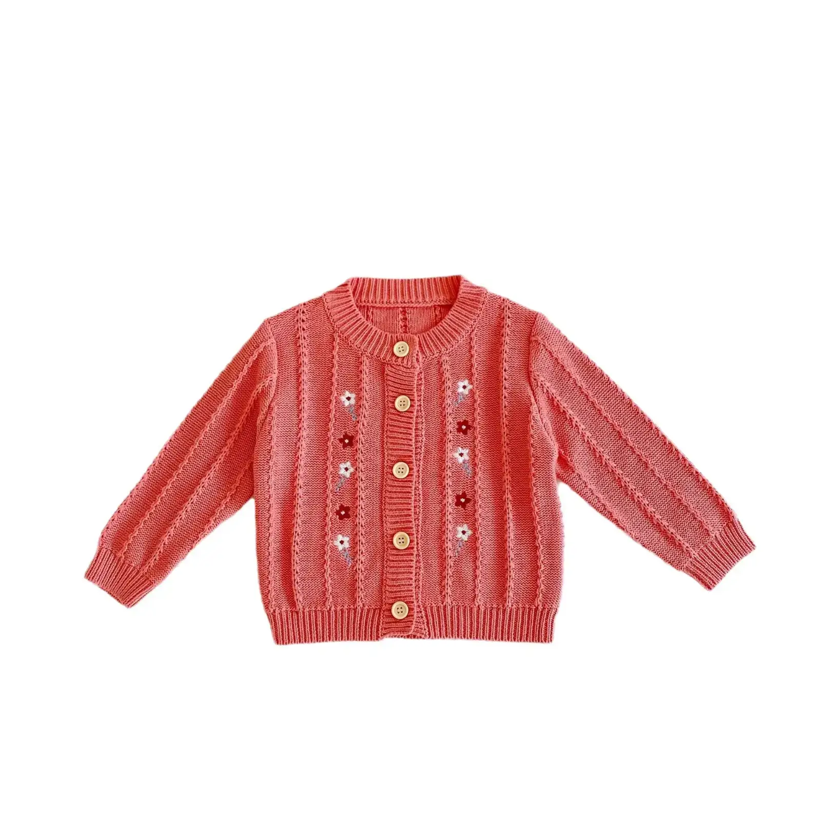 Red Embroidered Baby Suit Two-Piece Knitted Set - Image 9