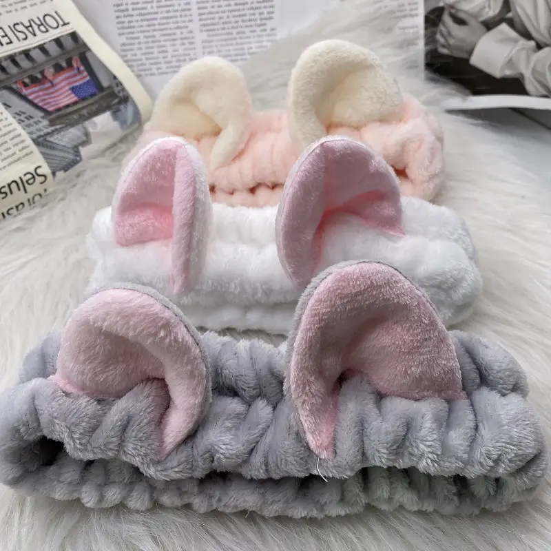 Cute Cat Ear Headband Soft Plush Light Blue - Image 8