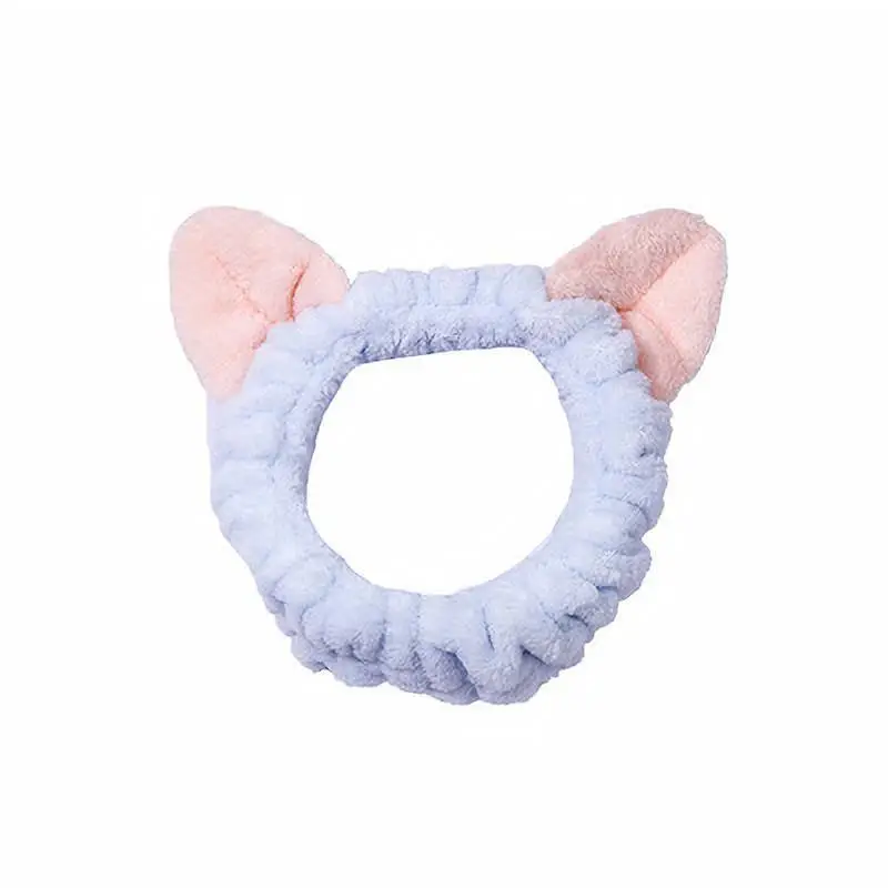 Cute Cat Ear Headband Soft Plush Light Blue - Image 11