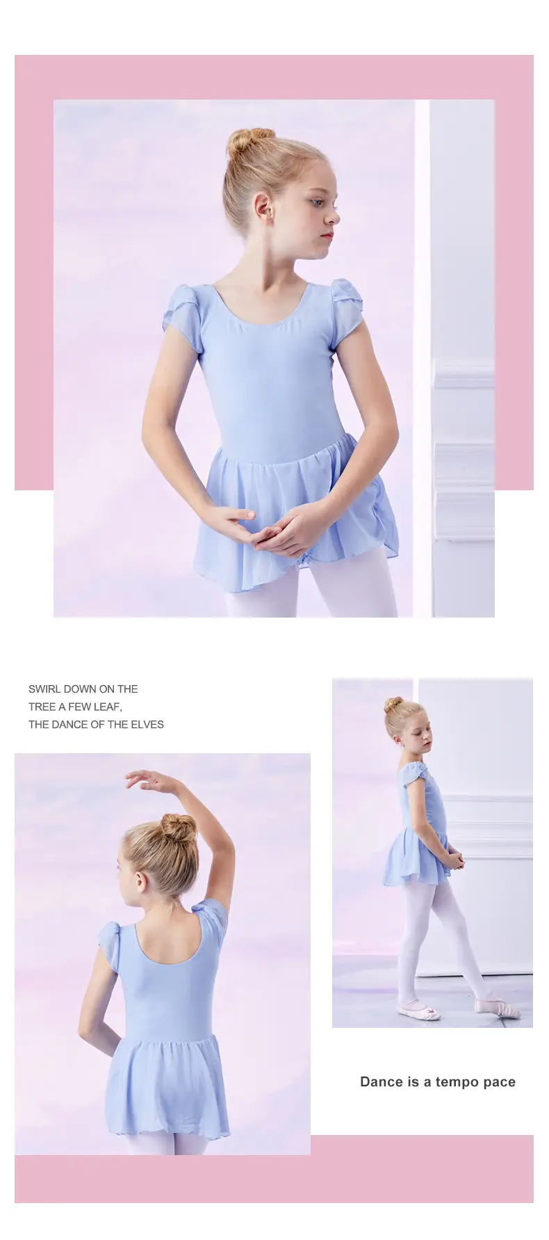 Pink Round Neck Ballet Dance Top for Girls — feature 10