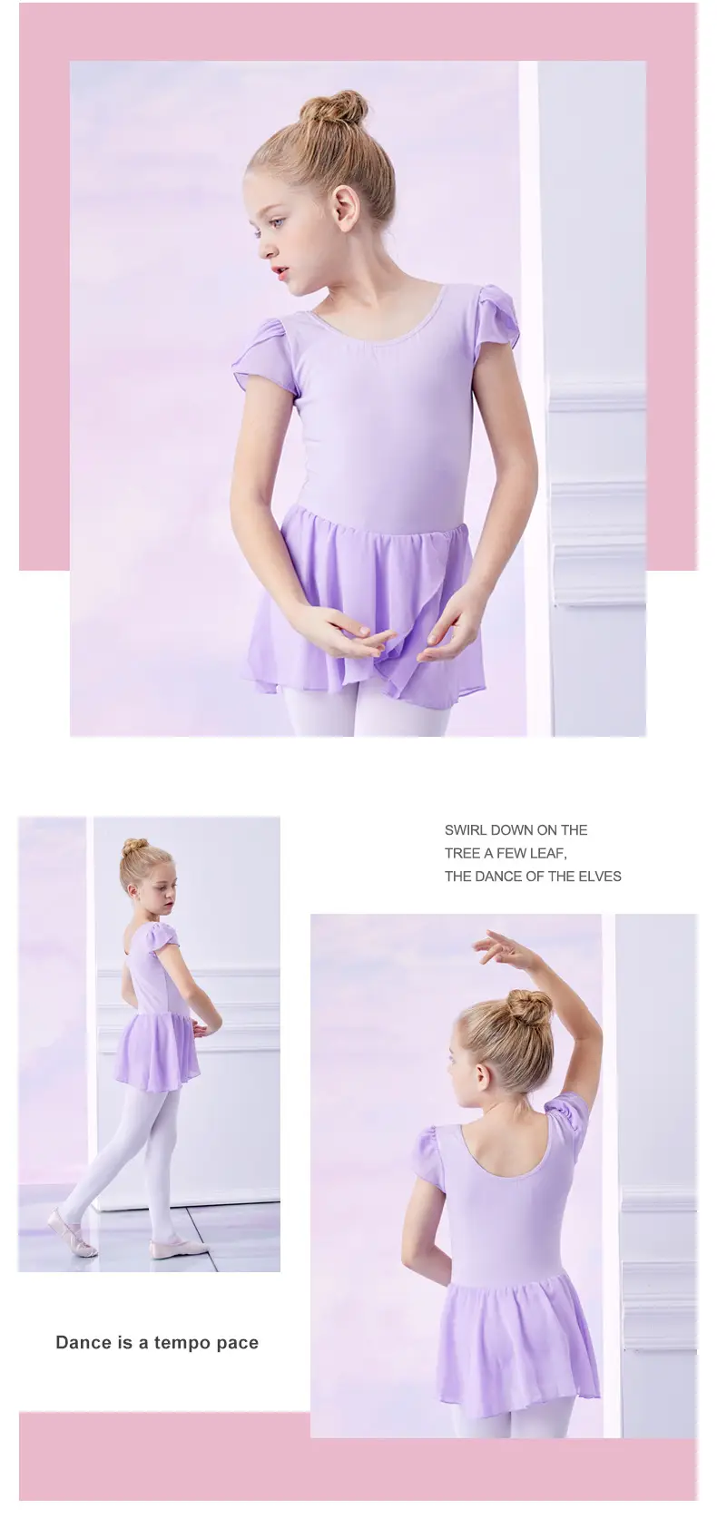 Pink Round Neck Ballet Dance Top for Girls — feature 9