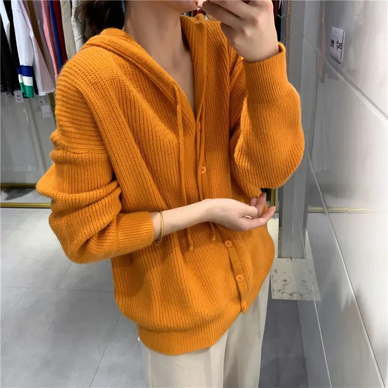 Green Knitted Hooded Cardigan for Women - Image 6