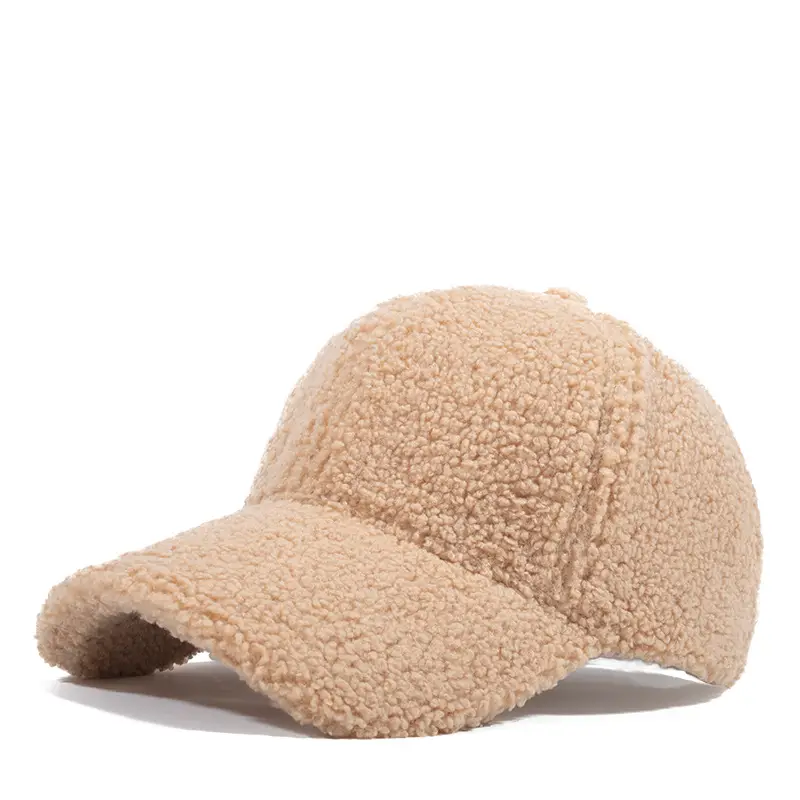 White Wool Baseball Cap for Men Women Winter Casual - Image 4