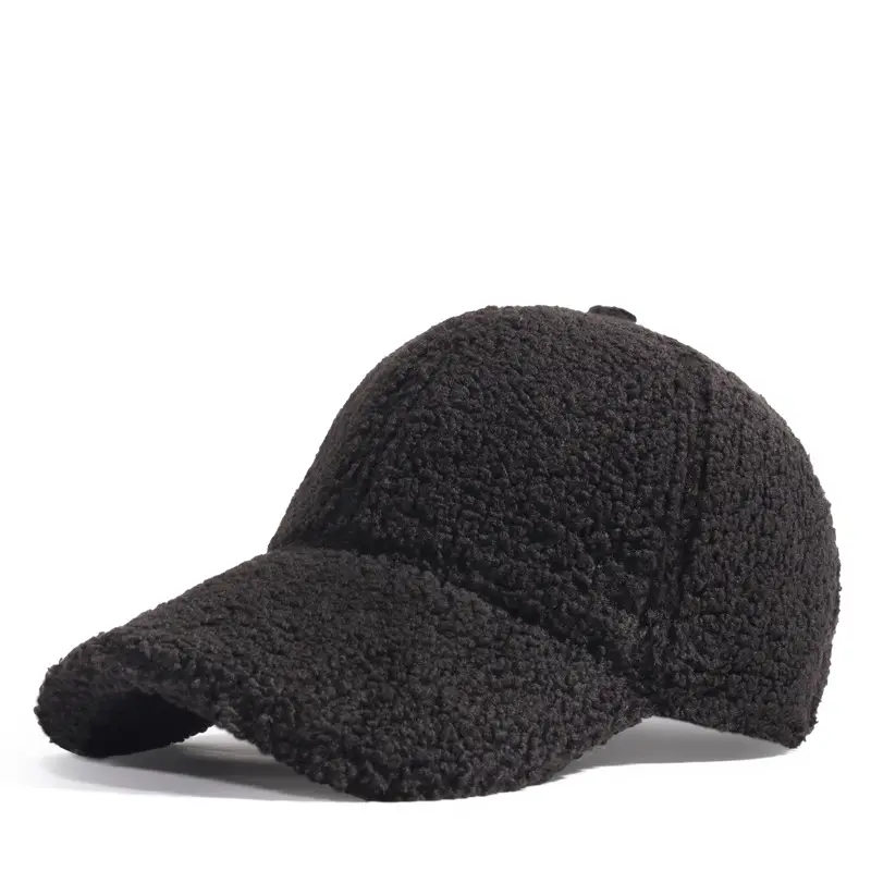 White Wool Baseball Cap for Men Women Winter Casual - Image 5