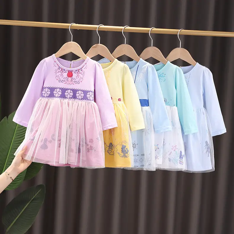 Girls' Frozen Elsa Princess Dress Long Sleeve Mesh Dress - Image 32