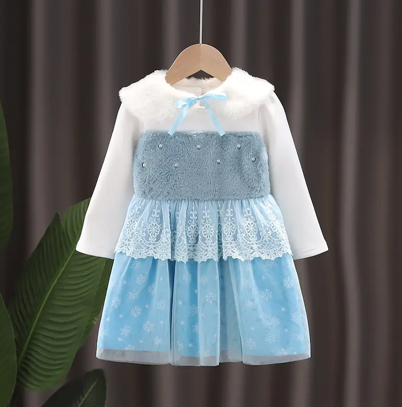 Girls' Frozen Elsa Princess Dress Long Sleeve Mesh Dress - Image 15