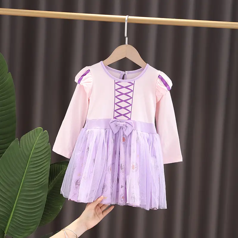 Girls' Frozen Elsa Princess Dress Long Sleeve Mesh Dress - Image 21
