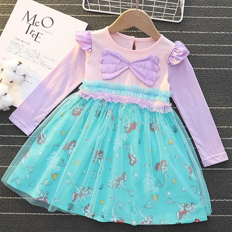 Girls' Frozen Elsa Princess Dress Long Sleeve Mesh Dress - Image 28