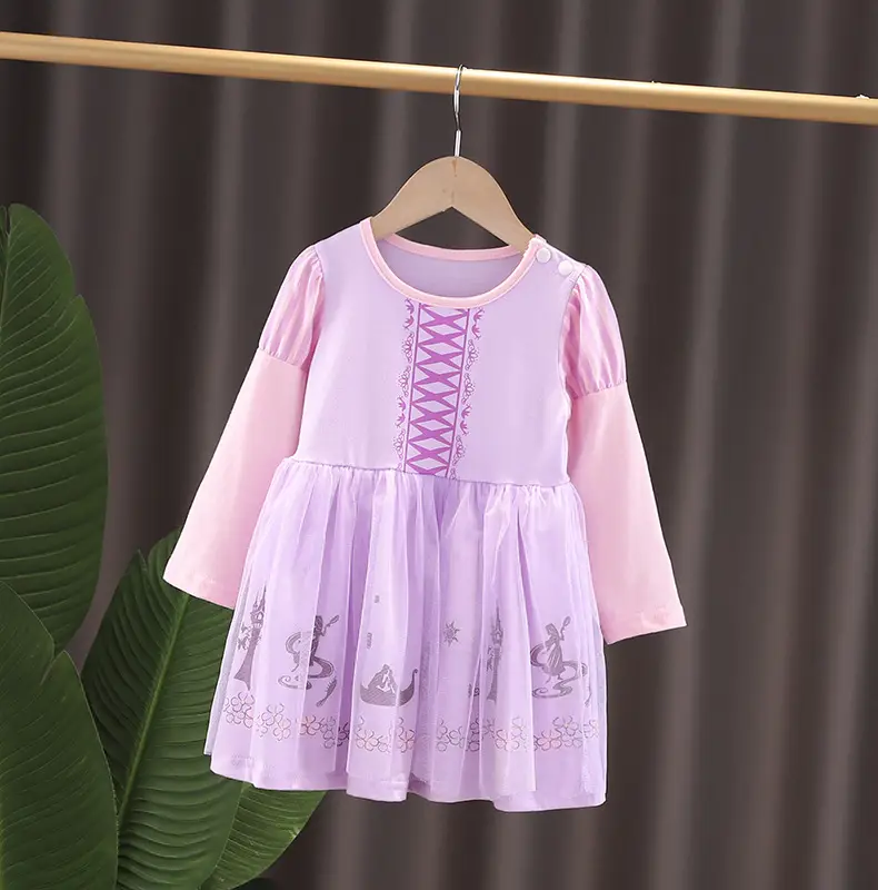 Girls' Frozen Elsa Princess Dress Long Sleeve Mesh Dress - Image 3