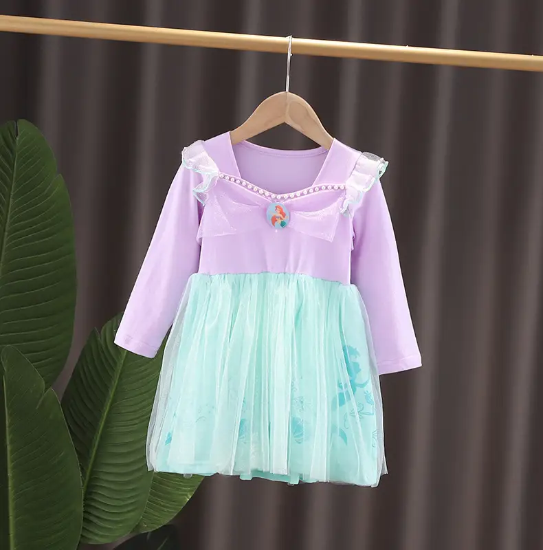Girls' Frozen Elsa Princess Dress Long Sleeve Mesh Dress - Image 5