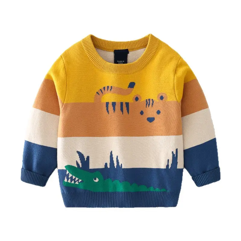 Baby Sweater Yellow Orange Blue Animal Print Kids - Image 4