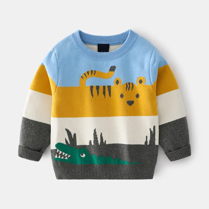 Baby Sweater Yellow Orange Blue Animal Print Kids — feature 7