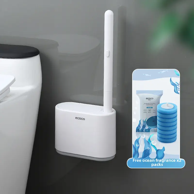 Wall-Mounted Toilet Brush with Free Cleaning Pads