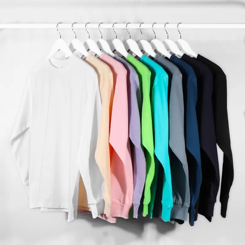 250g Heavy Cotton Long Sleeve T-Shirt Purple - Image 12