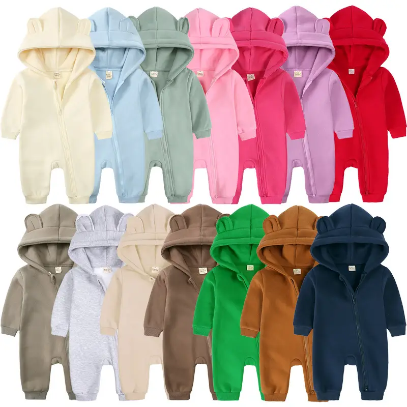 Newborn Bear Hooded Onesie Cream Full Zip - Image 20