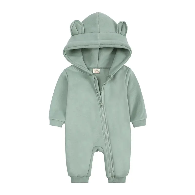 Newborn Bear Hooded Onesie Cream Full Zip - Image 2