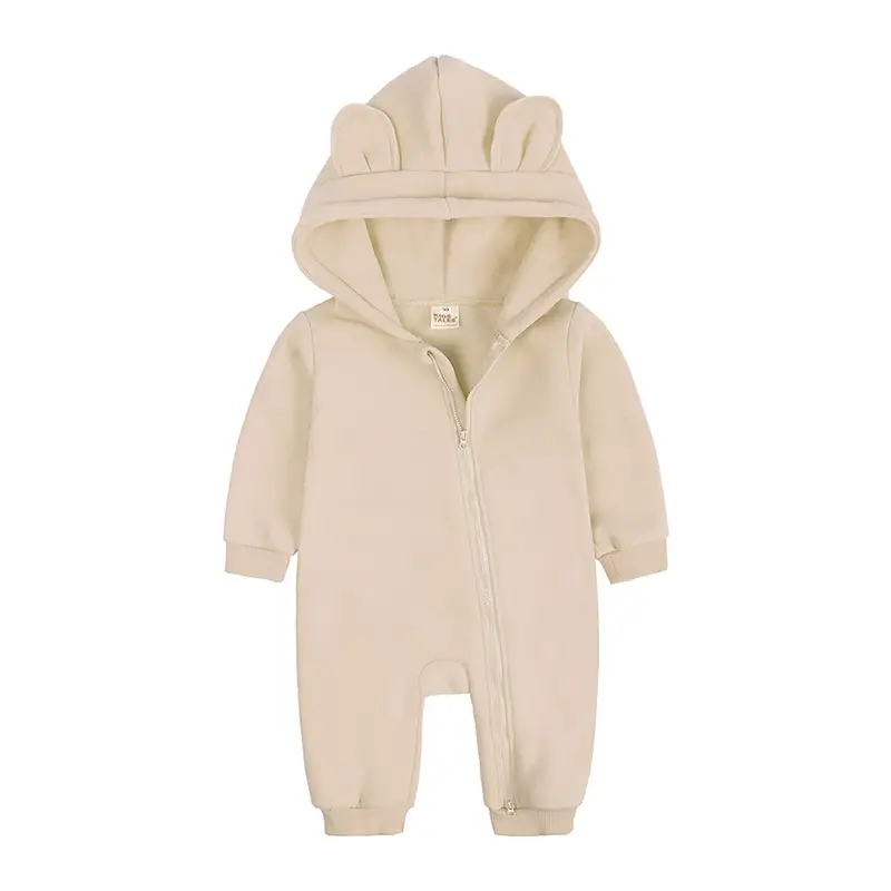 Newborn Bear Hooded Onesie Cream Full Zip - Image 3