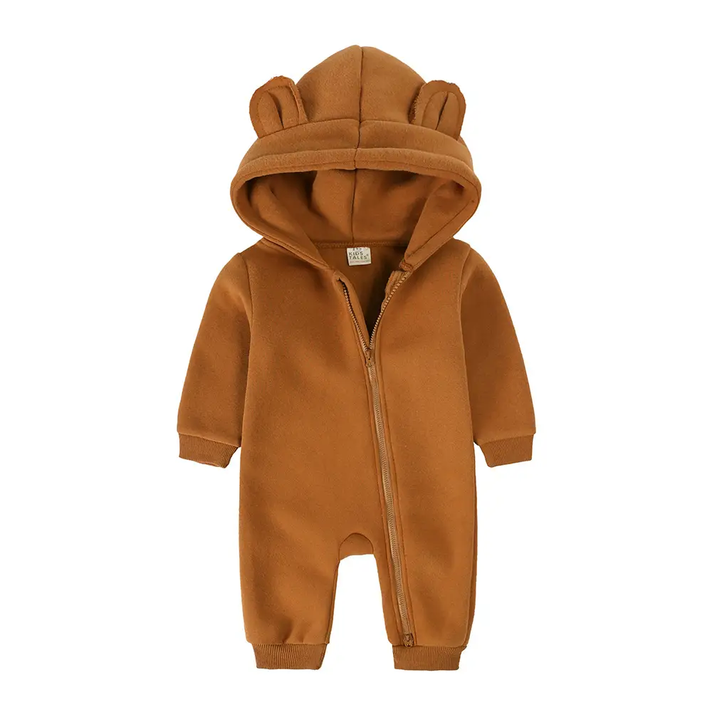 Newborn Bear Hooded Onesie Cream Full Zip - Image 12