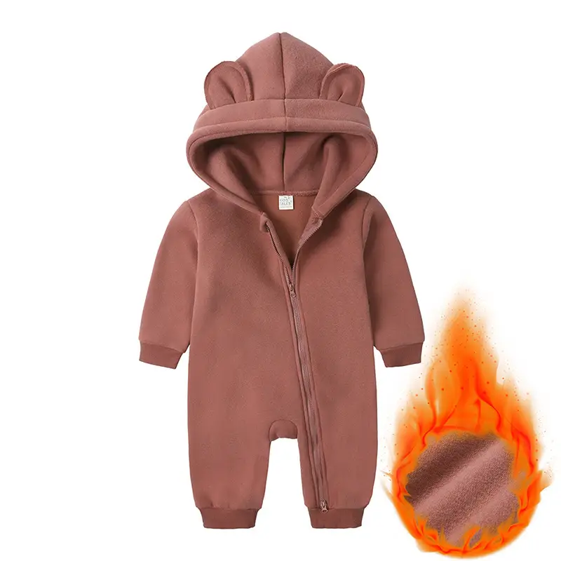 Newborn Bear Hooded Onesie Cream Full Zip - Image 16