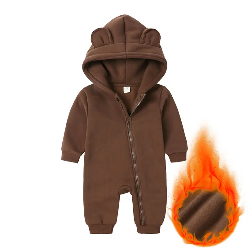 Newborn Bear Hooded Onesie Cream Full Zip - Image 18