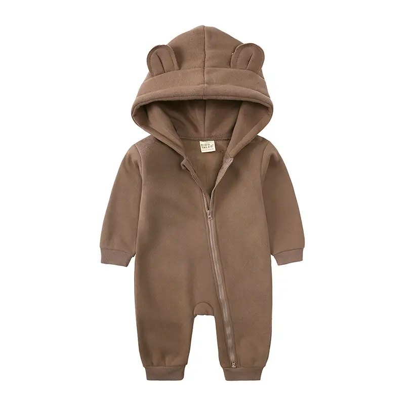 Newborn Bear Hooded Onesie Cream Full Zip - Image 5